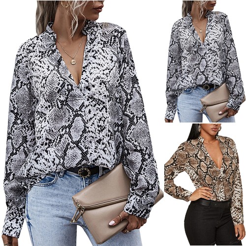 Ladies Snake Skin Printed Tee Tops Long 