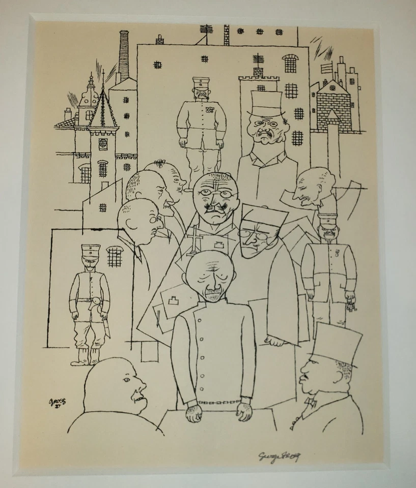LITOGRAFÍA EXPRESIONISTA ALEMANA FIRMADA A MANO original de George Grosz 1919 enmarcada Foto 2 de 3
