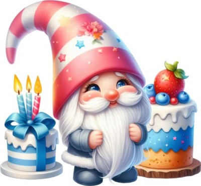 Geburtstag Wichtel Gonk Kuchen Wandbild Schlafzimmer bunt Kinderzimmer Vinyl Aufkleber Abziehbild