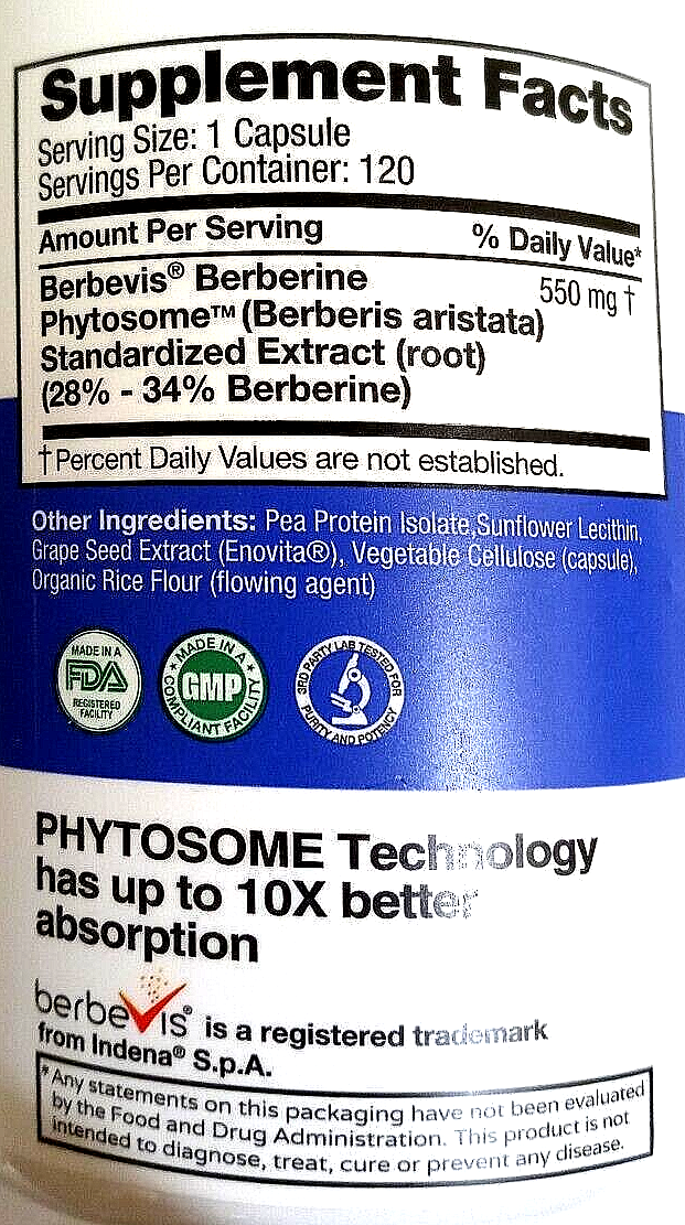 Feel Good Berberine Phytosome High Absorption 120 Capsules EXP 01