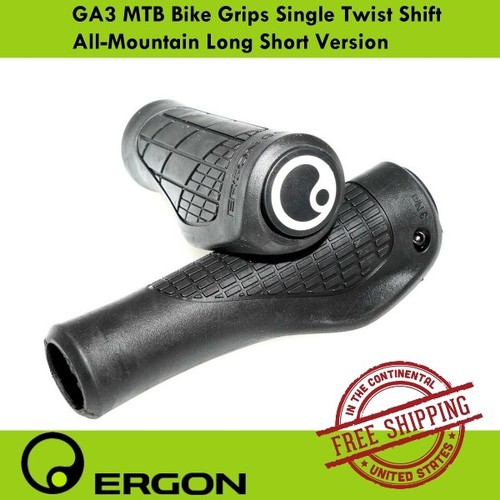Impugnature Ergon GA3 Single Twist Per MTB All-Mountain - Nero - Versione Manico Lungo E Corto