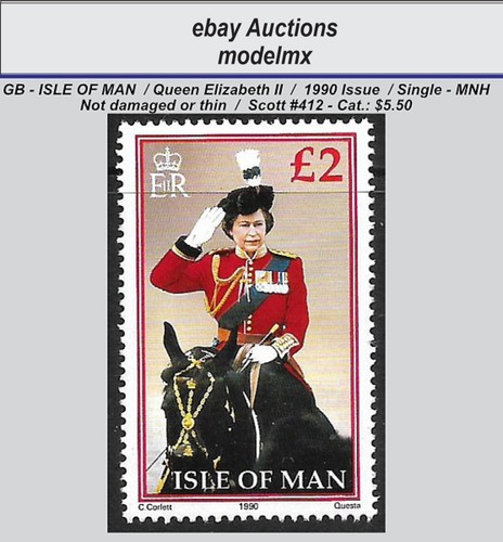 GB - Isle Of Man, Ausgabe 1990 - Queen Elizabeth II, Scott #412, postfrisch - Kat. 5,50 $