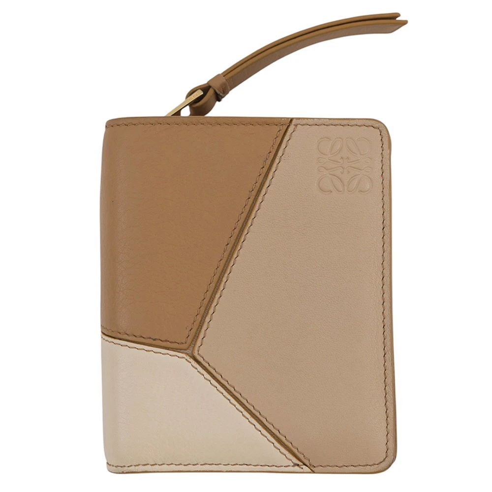Loewe — LOEWE Puzzle Compact Wallet Leather Brown/Beige/Ivory C510Z41X01