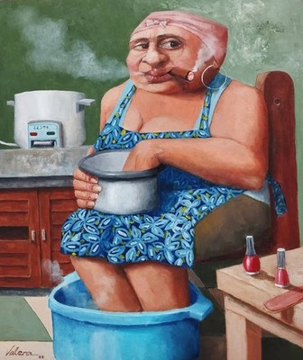 Oil on Cardboard Culinarias 50x60 Cm Reinaldo Hernandez Valera (Valera )