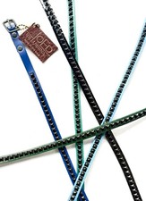 Joed Bright Narrow Thin Belt Sz 36 Studded Made In USA. Black Pyramid Studs