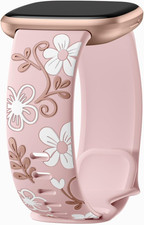 Flower Engraved Bands Compatible with Fitbit Versa 4 Bands for Women/Fitbit Vers