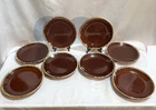 Vintage Hull Pottery Brown Drip Glaze SET OF 8 DINNER PLATES 10-5/8"