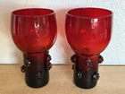 2pc Red Blenko Rosettes Tumbler Glasses