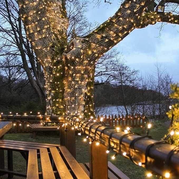 ConnectPro Outdoor LED Fairy Lights Connectable IP65, 10m Warm White No Plug