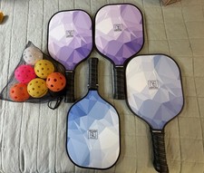 DGYCASI Graphite Pickleball Paddles Set /4 USAPA Approved Carbon Fiber 6 Balls