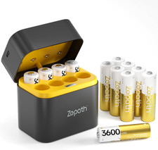 12 Pack 3600Mwh Rechargeable AA Batteries Lithium with Charger,1.5V High Power D 3.28 per gallon