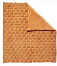 NWT Costco Halloween Faux Fur Throw Blanket - Orange Pumpkin
