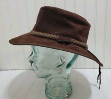 ZEPHYR Outback Crusher 100% Suede Leather 6 7/8 Sz Sm American Hat Head N Home
