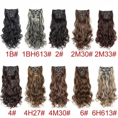 6 Stück Clip In Curly Hair Extensions 50 cm Kunsthaar Volumenverstärker