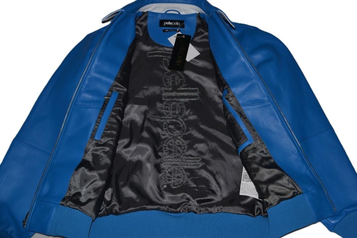 pellepelle ネイビー レザージャケット M AUTHENTIC Pelle Pelle Men's LEATHER PLAYERS INC WORLD FAMOUS