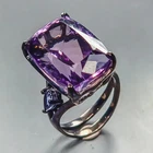 Jewelry gems 32 ct Natural Amethyst Ring 925 Sterling Silver Size 7.5 /R450232