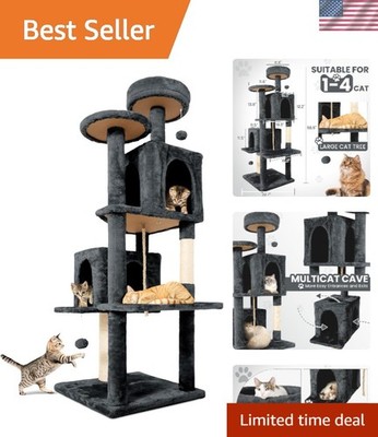 58.5inch Large Cat Tree Tower Condo for Indoor Cats, Soft Plush Multi-Level C...