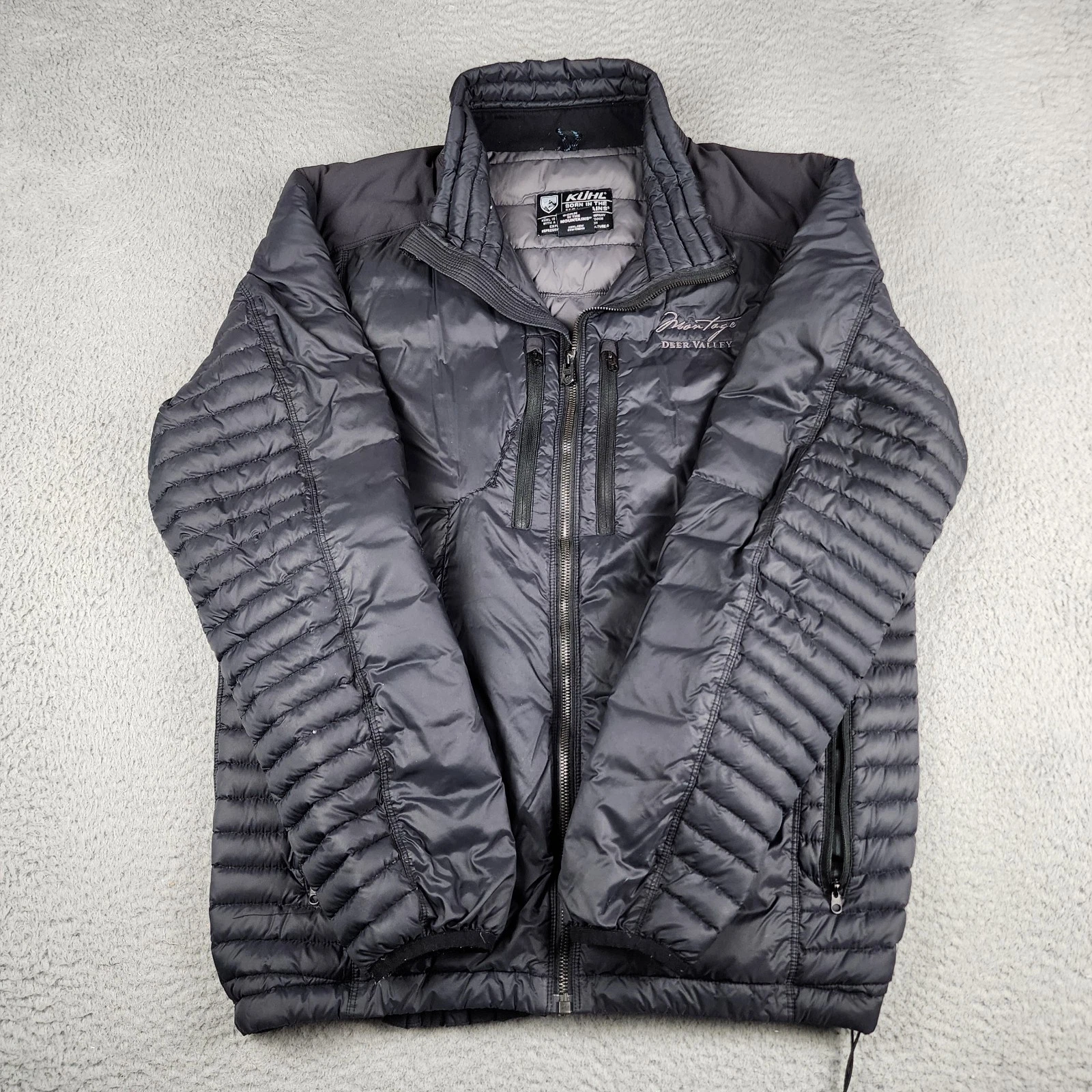 Kuhl Jacket Mens Large Black Spyfire Down Puffer Full Zip Outdoors Hiking