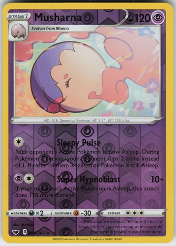 PO-04 Reverse Holo Musharna 088/202 Rare SWSH01: Sword & Shield Base Set