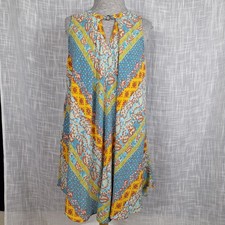 M Tagless Umgee Bohemian Cottage Fairy Swing Dress Keyhole Metal Ring Patchwork