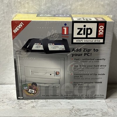 Iomega Zip 100 ATAPI IDE Internal Drive SuperFloppy Disks SCSI Cable Set NEW