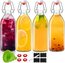 4 Pack Swing Top Glass Bottles 32 Oz,Flip Top Glass Bottles 32 Oz with Airtight