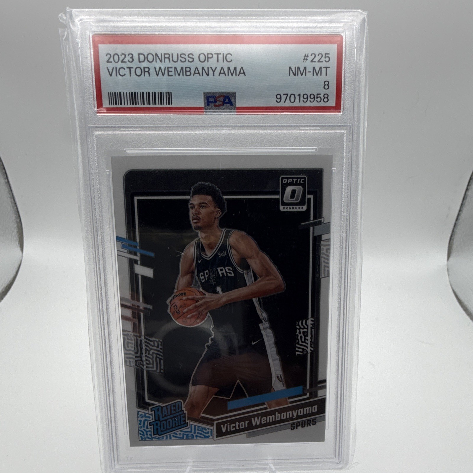 Panini 2023-24 Donruss Optic Victor Wembanyama Rated Rookie #225 PSA 8 view 1