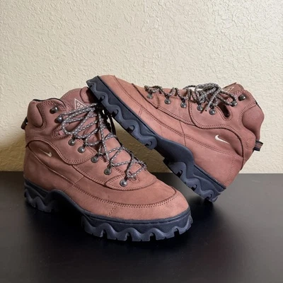 RARE Vintage 90s Nike Hiking Boots Men Size 9.5 Brown Nakar ACG 90s Gorpcore Nike ACG Brown Lace Up Boots for Men for sale | eBay main image 2
