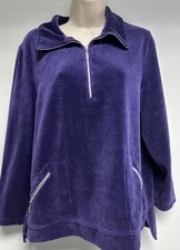 Zenergy By Chico's Women's Size 1 US M 8 Purple Velour Zip Front Jacket Pockets
