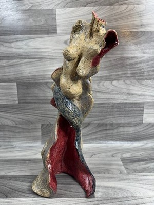 THE WOMAN ORIGINAL CLAY SCULPTURE HAND MADE & GLAZED LIFE BODY ABSTRACT ANATOMY