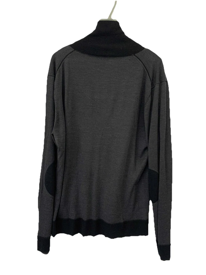 Suéter Paolo Pecora Finezza 16 Tejido XXL Negro Gris Chal Cuello Pullover #Z9 Foto 2 de 4