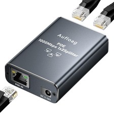 Gigabit PoE Switch 1 to 2-1000M POE Splitter 1 in 2 Out, Total 90W with 2PoE+...