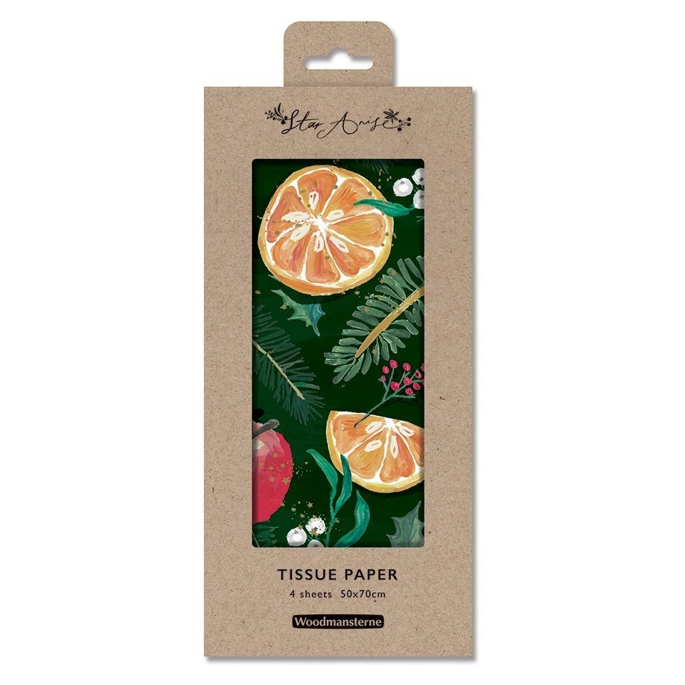 WOODMANSTERNE Star Anise Christmas Tissue Paper 4 sheets tissue wrapping paper 50 x 75 cm