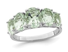 3.50 Carat ctw Green Quartz Five Stone Ring in Sterling Silver
