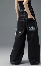 JNCO Jeans Baggy Wide Leg 1101 Black Crown Cannon 26x30 Excellent- sold out