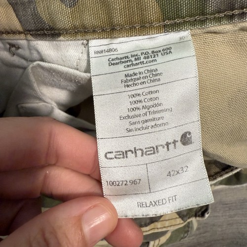 Carhartt Camo Cargo Men’s Pants Tag: 42x32 Act: 40x29 Outdoor Hunting Fishing - Picture 10 of 14