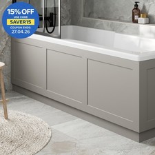 Image of Traditional Bathroom 1700mm Front Bath Panel 18mm MDF Wood Grey Plinth Easy Cut