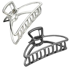 Hair Clips, Metal Hair Claw Barrette Clamp Jaw for Women 2, Black Silver 
