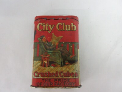 steel city tobacco VINTAGE ADVERTISING EMPTY CITY CLUB VERTICAL POCKET TOBACCO TIN 84-
