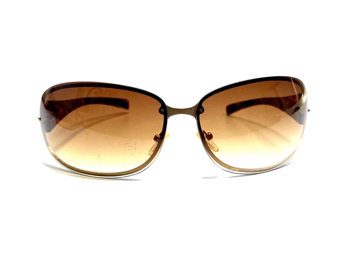 Jessica Simpson Matte Gold Brown Tortoise Wrap Sunglasses 