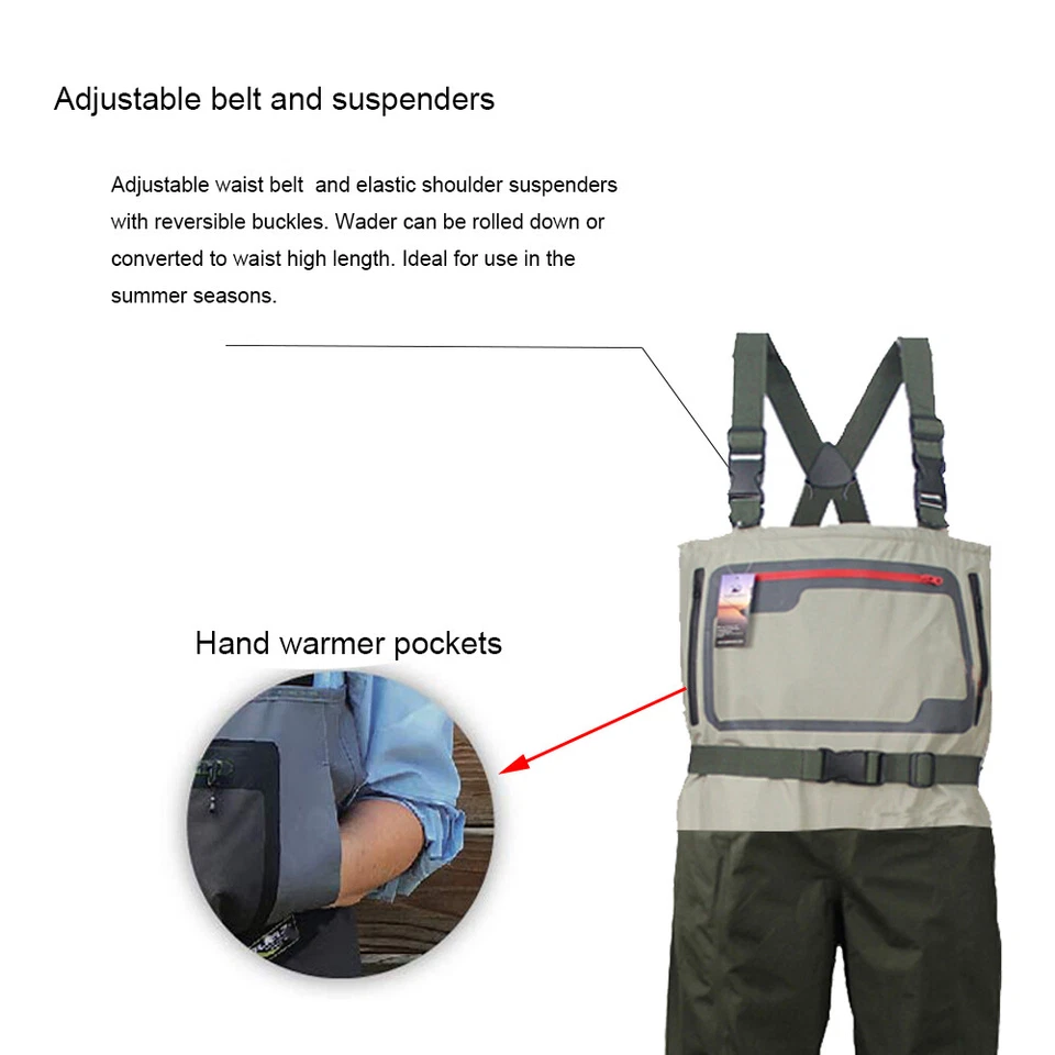 Fly Fishing Stocking Foot Chest Waders Affordable Breathable Waterproof Wader - Image 4 of 4