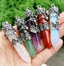 5pz Ciondoli Opale Varia Pietra Loto Chakra Reiki Guarigione Amuleto Energia