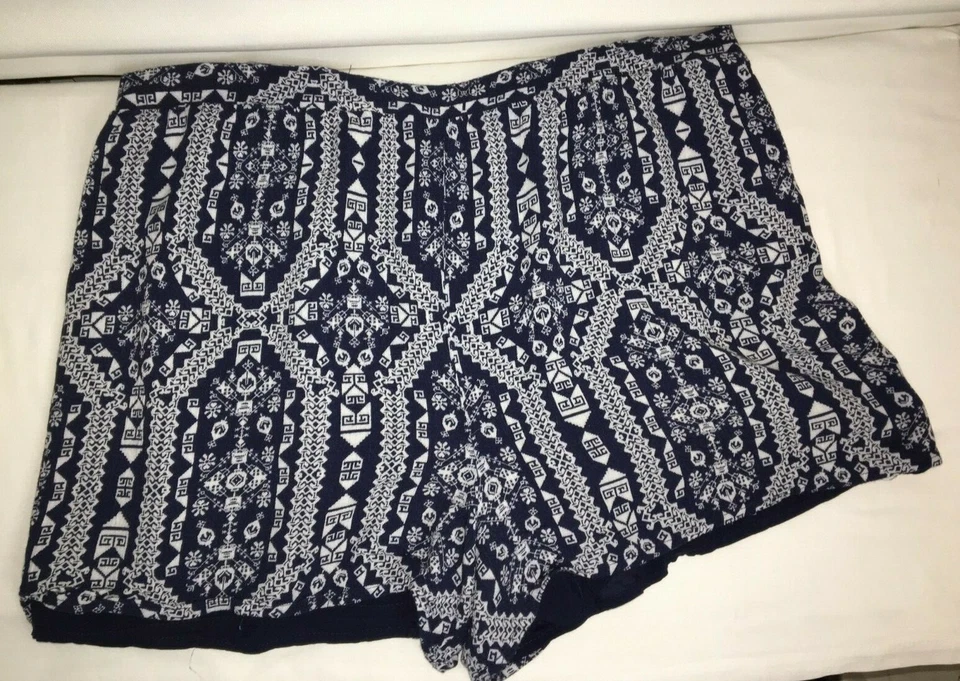 Pantalones Cortos Xhilaration Estampado Azul y Blanco Completamente Forrados Rayón L EC! Foto 3 de 4