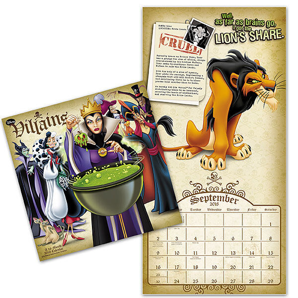 new-2018-disney-villains-16-month-wall-calendar-planner-wallpaper-poster-htf-ebay