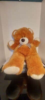Goffa Int'l Corp Teddy Bear Tan Brown Plush Stuffed Animal Brown Plaid Bow 28'' 