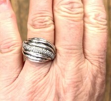 DAVID YURMAN DIAMOND STERLING SILVER SCULPTED DOME RING SIZE 8.5