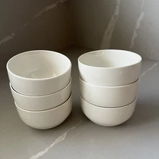 Dowan Set of 6 Small  Bowls Contemporary Ceramic Solid White Glossy