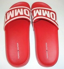 Tommy Hilfiger women's Slide slipper sandal flip flop logo script sz.8 M red