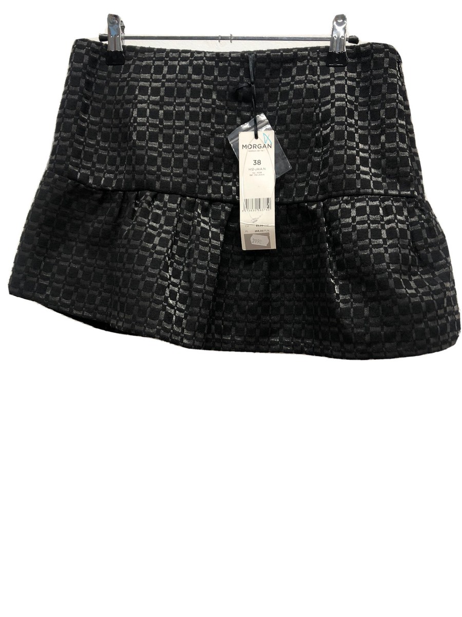 Jupe Mini Morgan Taille 38 Noir - Neuve Avec étiquettes, Imprimé Carreaux