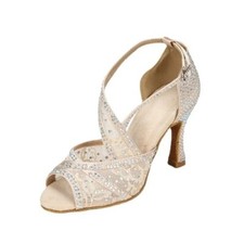 Mesh Latin Dance Shoes High Heel Diamond Sandals Indoor Bottom Hot Sale